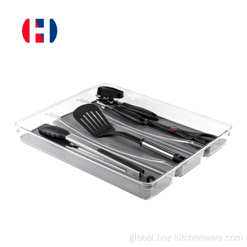 Organizer Tray with 3 Compartments 3-Compartments Plastic Expandable Drawer Organizer Factory